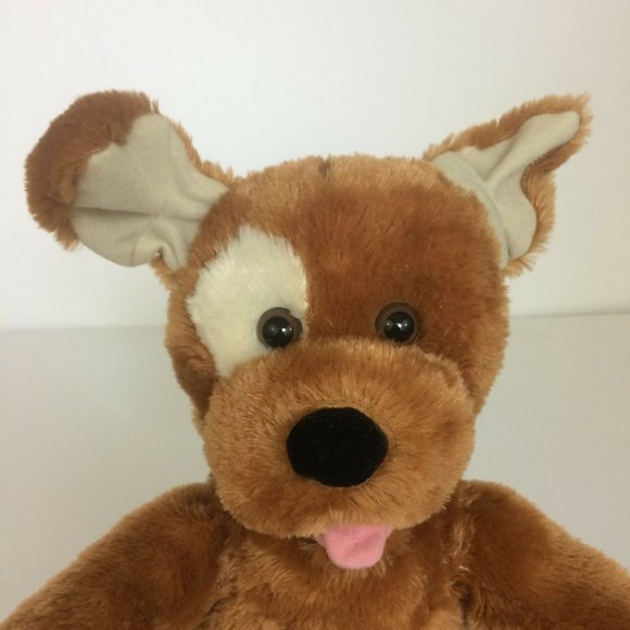 Build A Bear Brown Puppy Dog Plush 15" Stuffed Animal White Eye Patch Tongue Out - Picture 3 of 11